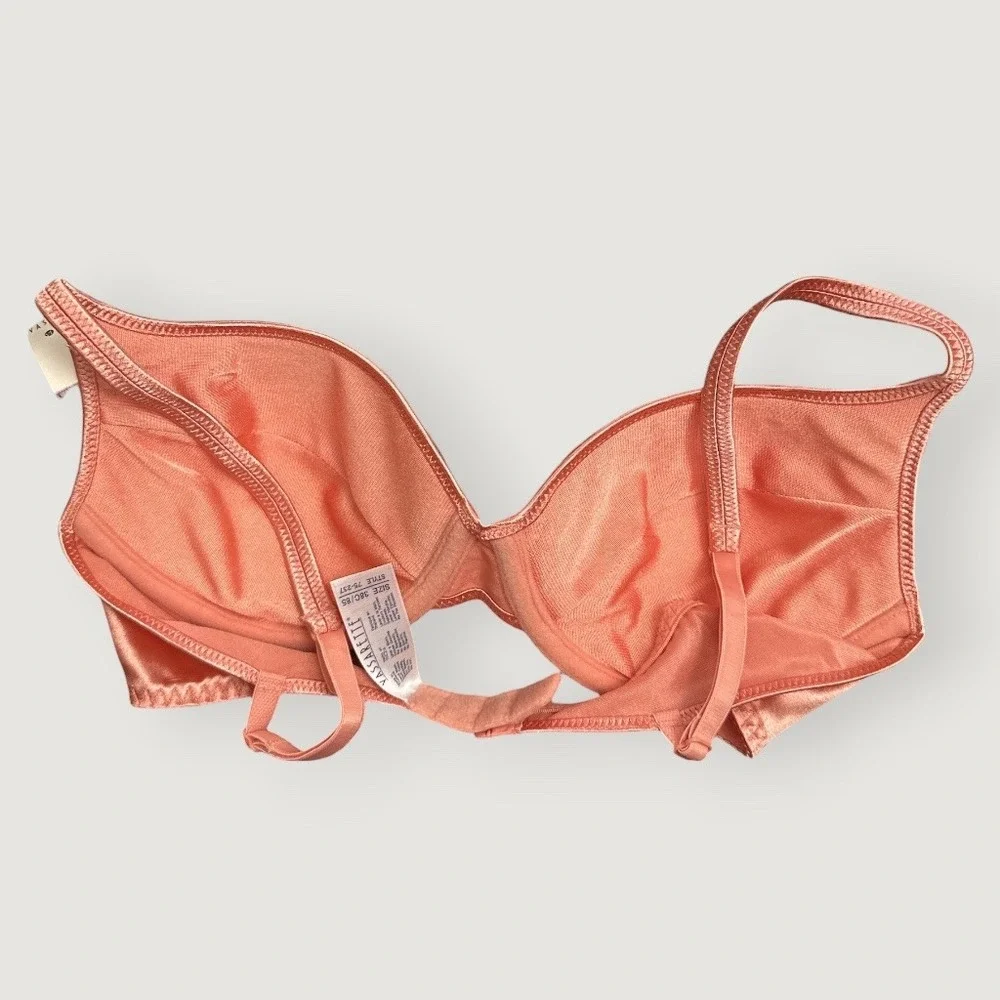 Vassarette Coral Pink Leaf Jacquard Underwire Bra 38C Y2K Style 75237 NEW